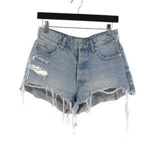 Zara Button Fly Shorts Women 6 Light Blue Resort Travel Festival Beach Vacation